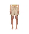 Tekla Beige Drawstring Pyjama Shorts In Tan/beige