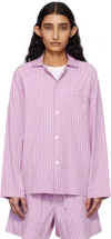 Tekla Purple Long Sleeve Pyjama Shirt In Purple Pink Stripes
