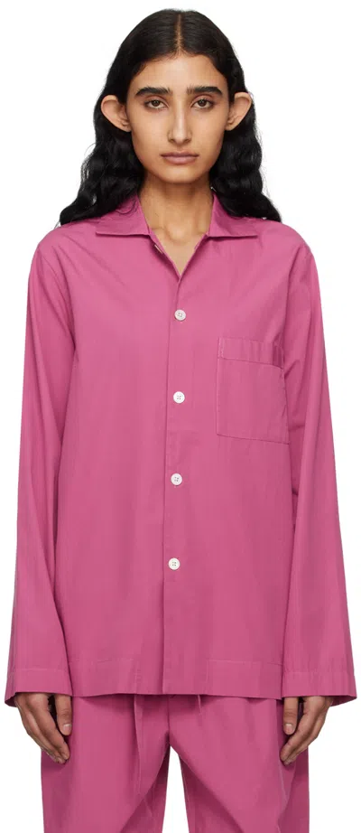 Tekla Purple Long Sleeve Pyjama Shirt In Lingonberry