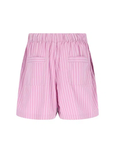 Tekla Purple Pink Stripes Shorts In Purple/white