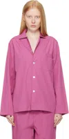Tekla Purple Poplin Long-sleeved Pyjama Shirt