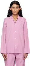 Tekla Purple Poplin Long-sleeved Pyjama Shirt In Purple Pink