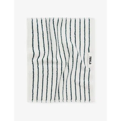 Tekla Racing Green Striped Cotton Bath Towel 70cm X 140cm