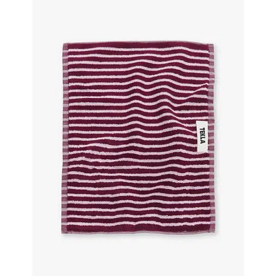 Tekla Red&rose Striped Organic-cotton Bath Towel  70cm X 140cm