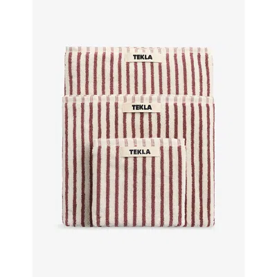 Tekla Bordered Cotton Hand Towel 50cm X 80cm In Brown