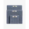 Tekla Bordered Cotton Hand Towel 50cm X 80cm In Blue