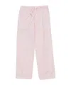 Tekla Wide Leg Satin Pajama Bottoms With Side Stripe In Pink