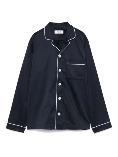 Tekla Sateen Pajama Top In Blue