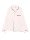 Tekla Satin Nightshirt With Chest Pocket And Contrast Piping In Pink