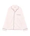 Tekla Satin Nightshirt With Chest Pocket And Contrast Piping In Pink