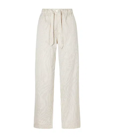 Tekla Sateen Striped Organic Cotton-poplin Pajama Pants In White