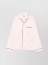 Tekla Satin Nightshirt With Chest Pocket And Contrast Piping In Pink