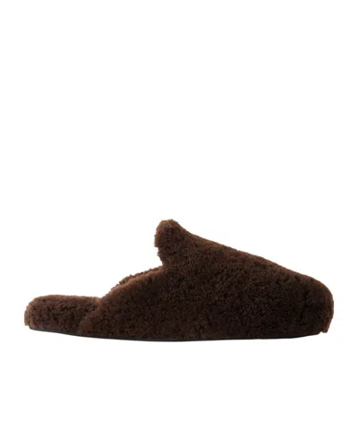 Tekla Shearling Slippers In Brown