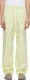Tekla Ssense Exclusive Green Auralee Edition Cotton Poplin Pyjama Pants In Light Moss Stripes