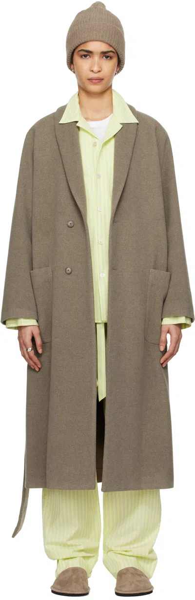 Tekla Ssense Exclusive Taupe Auralee Edition Robe Coat In Soil
