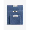 Tekla Bordered Cotton Hand Towel 50cm X 80cm In Blue