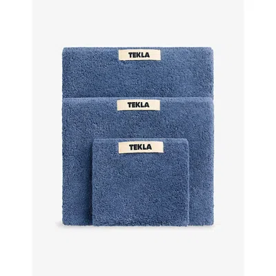 Tekla Striped Cotton Bath Towel 70cm X 140cm In Blue