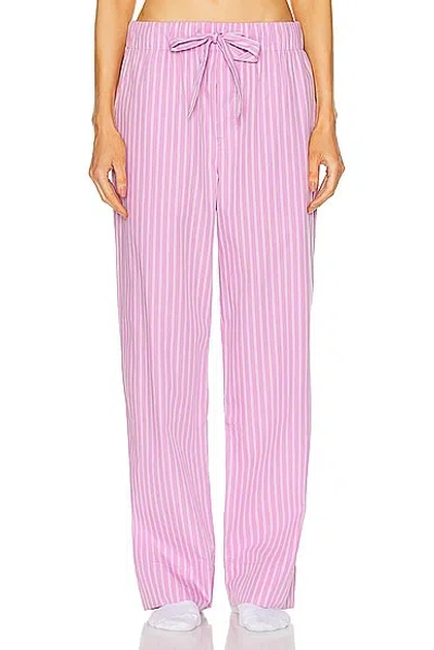 Tekla Stripe Trouser In Purple Pink Stripes