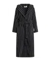 Tekla Belted Striped Organic Cotton-terry Robe In Black