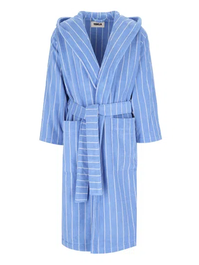 Tekla Blue & White Classic Bathrobe