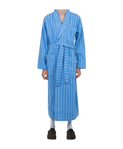 Tekla Striped Bathrobe In Blue