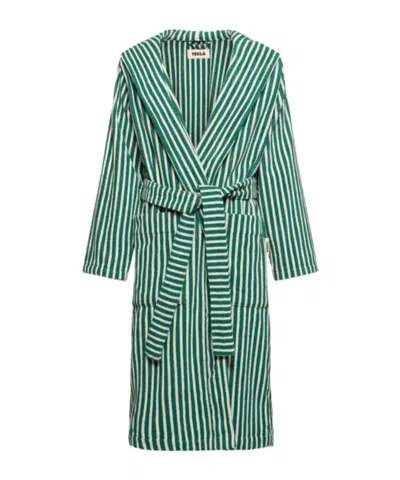Tekla Striped Bathrobe In Green