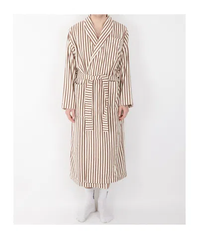 Tekla Striped Bathrobe In Neutral
