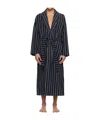Tekla Belted Striped Organic Cotton-terry Robe In Blue