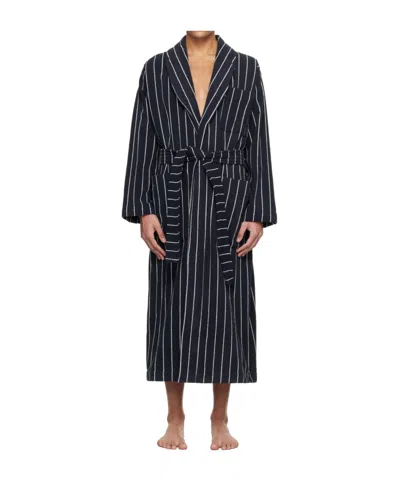 TEKLA STRIPED BATHROBE WITH TIES