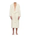 Tekla Striped Bathrobe With Ties In Neutral