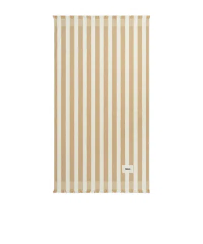 Tekla Striped Beach Towel In Brown