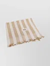 Tekla Striped Beachwear Fringed Edges In Neutral