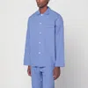 Tekla Camp-collar Striped Organic Cotton-poplin Pyjama Shirt In Blue