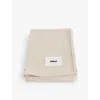 Tekla Snow Striped Brushed-texture Lambs Wool Blanket In Neutral
