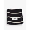 Tekla Starling Stripes Striped Brushed-texture Lambs Wool Blanket In Black