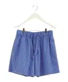 Tekla Striped Drawstring Pajama Shorts In Blue