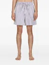 Tekla Striped Drawstring Pajama Shorts In Neutral