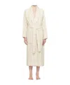Tekla Striped Long-sleeved Bathrobe In White