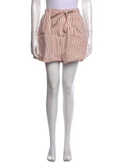 Pre-owned Tekla Striped Mini Shorts In Neutral