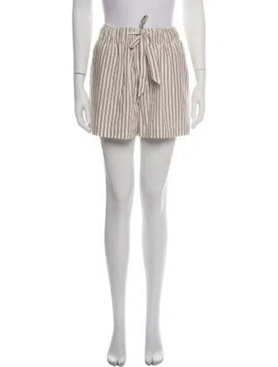 Pre-owned Tekla Striped Mini Shorts In White