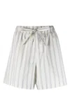 Tekla Striped Organic-cotton Pajama Shorts In Neutrals