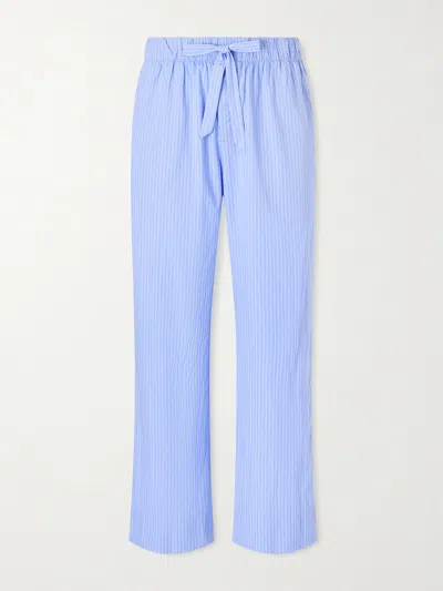 Tekla Striped Organic Cotton-poplin Pyjama Trousers In Blue