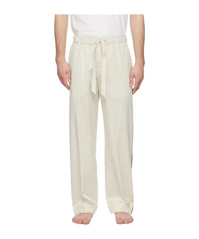 Tekla Striped Pajama Pants In White