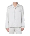 Tekla Brown And White Striped Pyjama Shirt In White