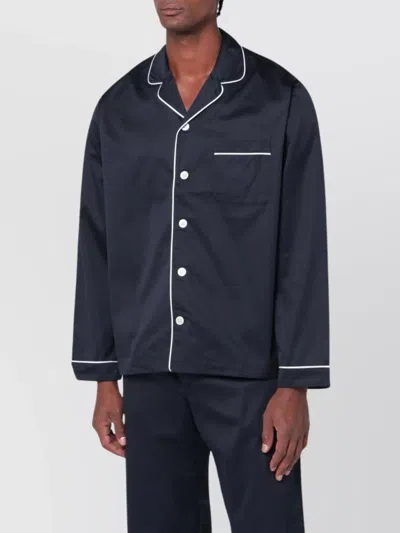 Tekla Striped Pajama Shirt With Chest Pocket In Brown