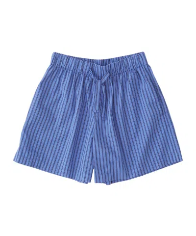 Tekla Striped Pajama Shorts In Blue