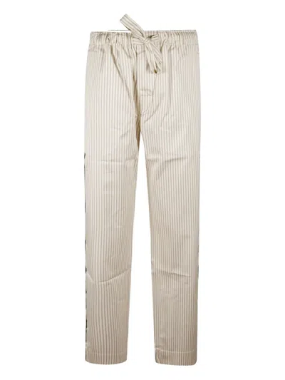Tekla Striped Pajama Trousers In Neutral