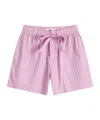 Tekla Striped Pajama Shorts In Pink