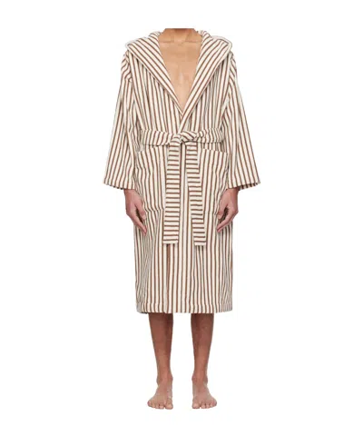 Tekla Striped Pajamas With Lace-up In Blue