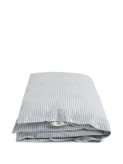 Tekla Striped Percale Duvet Cover In Gray